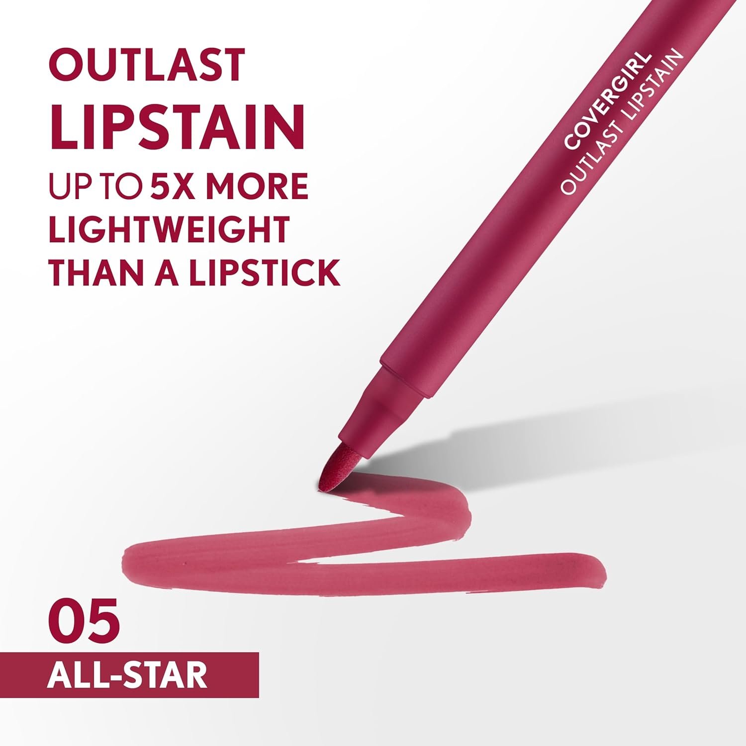 Covergirl Outlast 05 All-Star Lipstain Smooth Application Precise Pen-Like Tip Transfer-Proof Satin Stained Finish Vegan Formula 006oz - lunas-mystic-emporium.com Covergirl Outlast, 05 All-Star, Lipstain, Smooth Application, Precise Pen-Like Tip, Transfer-Proof, Satin Stained Finish, Vegan Formula, 0.06oz