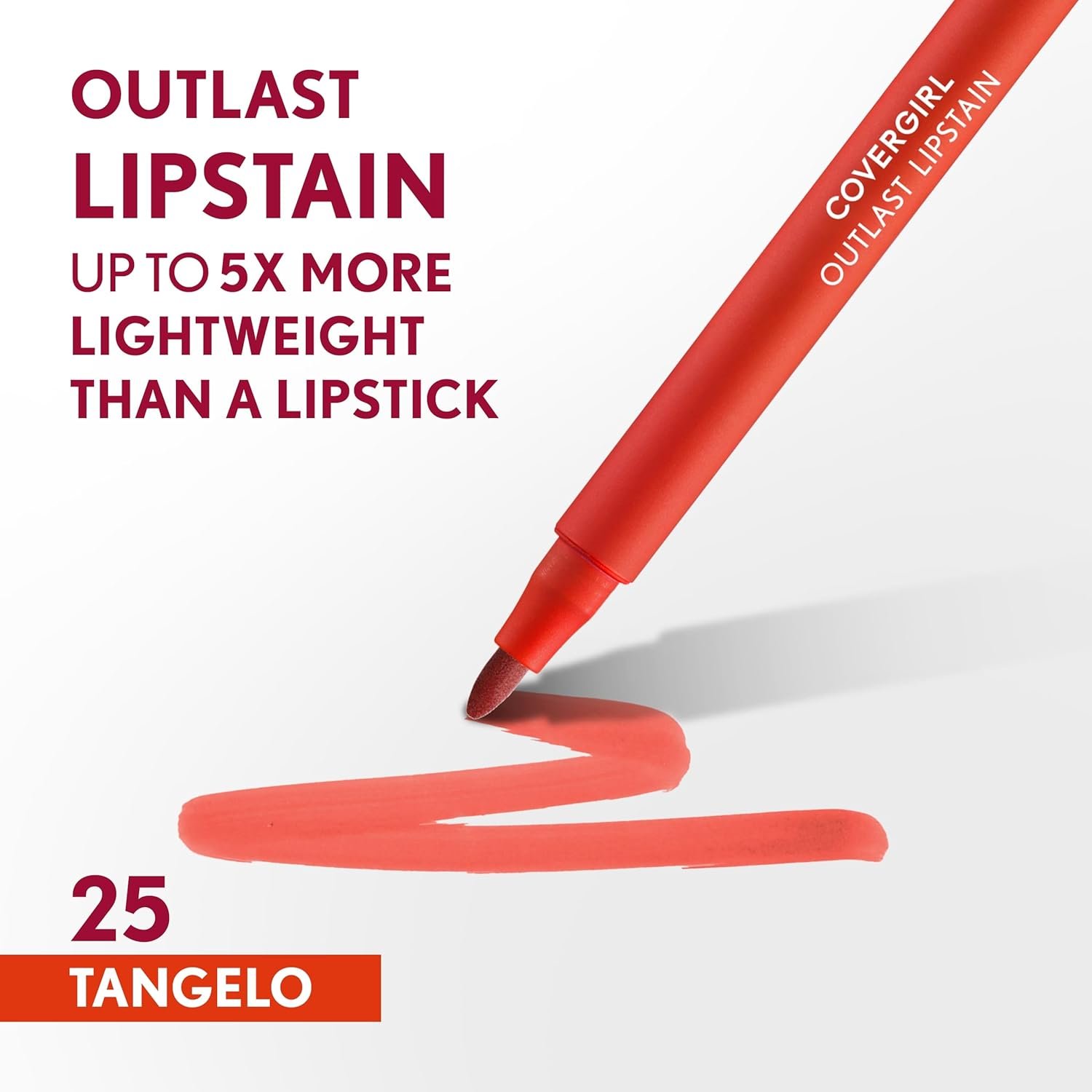 Covergirl Outlast 25 Tangelo Lipstain Smooth Application Precise Pen-Like Tip Transfer-Proof Satin Stained Finish Vegan Formula 006oz - lunas-mystic-emporium.com Covergirl Outlast, 25 Tangelo, Lipstain, Smooth Application, Precise Pen-Like Tip, Transfer-Proof, Satin Stained Finish, Vegan Formula, 0.06oz