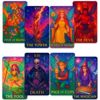 CRAFTERIAN Rainbow Fairy Tarot Deck – 78 Magical Cards with Foiled Edges, 96-Page Guidebook & Sturdy Box – Glossy Finish – Cute Colorful Fairy-Themed Tarot for Beginners &...