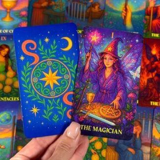 CRAFTERIAN Rainbow Fairy Tarot Deck – 78 Magical Cards with Foiled Edges, 96-Page Guidebook & Sturdy Box – Glossy Finish – Cute Colorful Fairy-Themed Tarot for Beginners &...