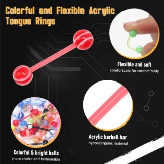 CrazyPiercing Wholesale 14g Tongue Rings Barbells Assorted Colors 110 PCS Acrylic Ball