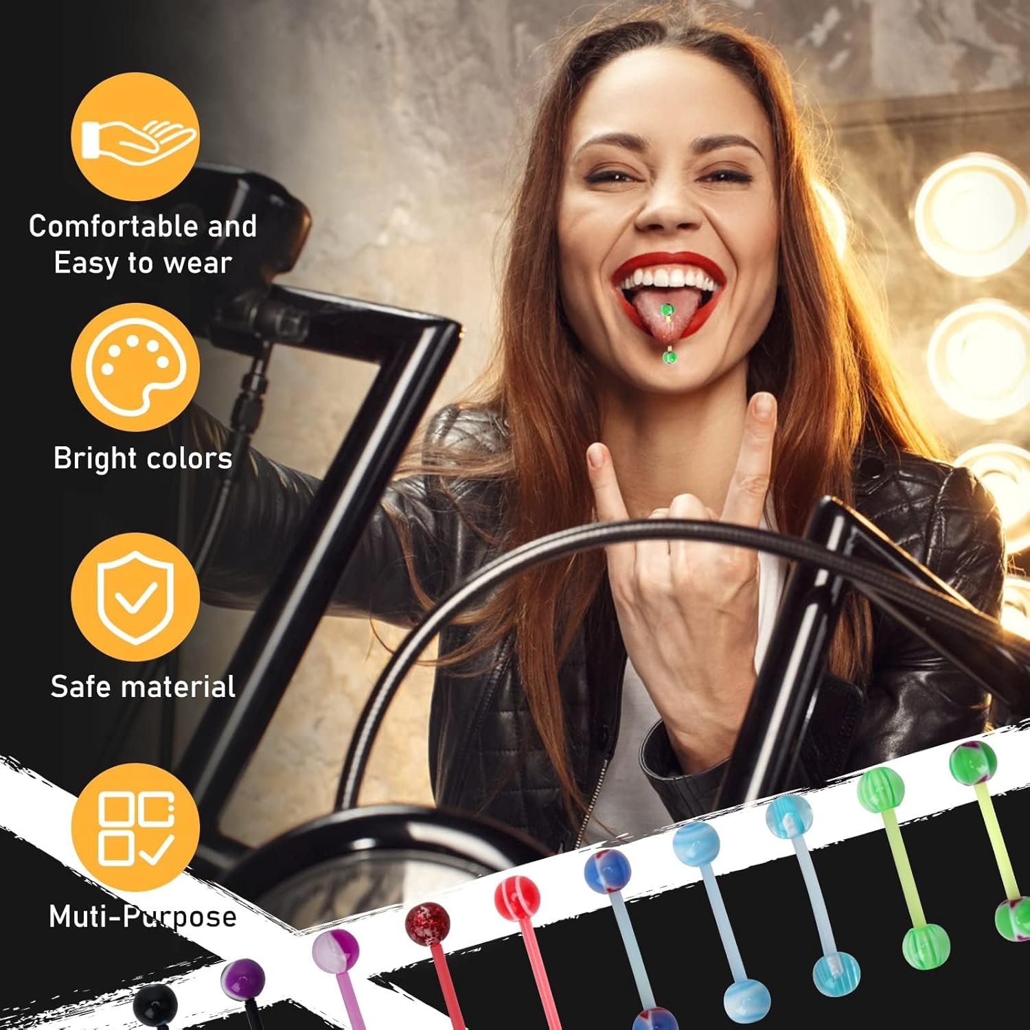 CrazyPiercing Wholesale 14g Tongue Rings Barbells Assorted Colors 110 PCS Acrylic Ball