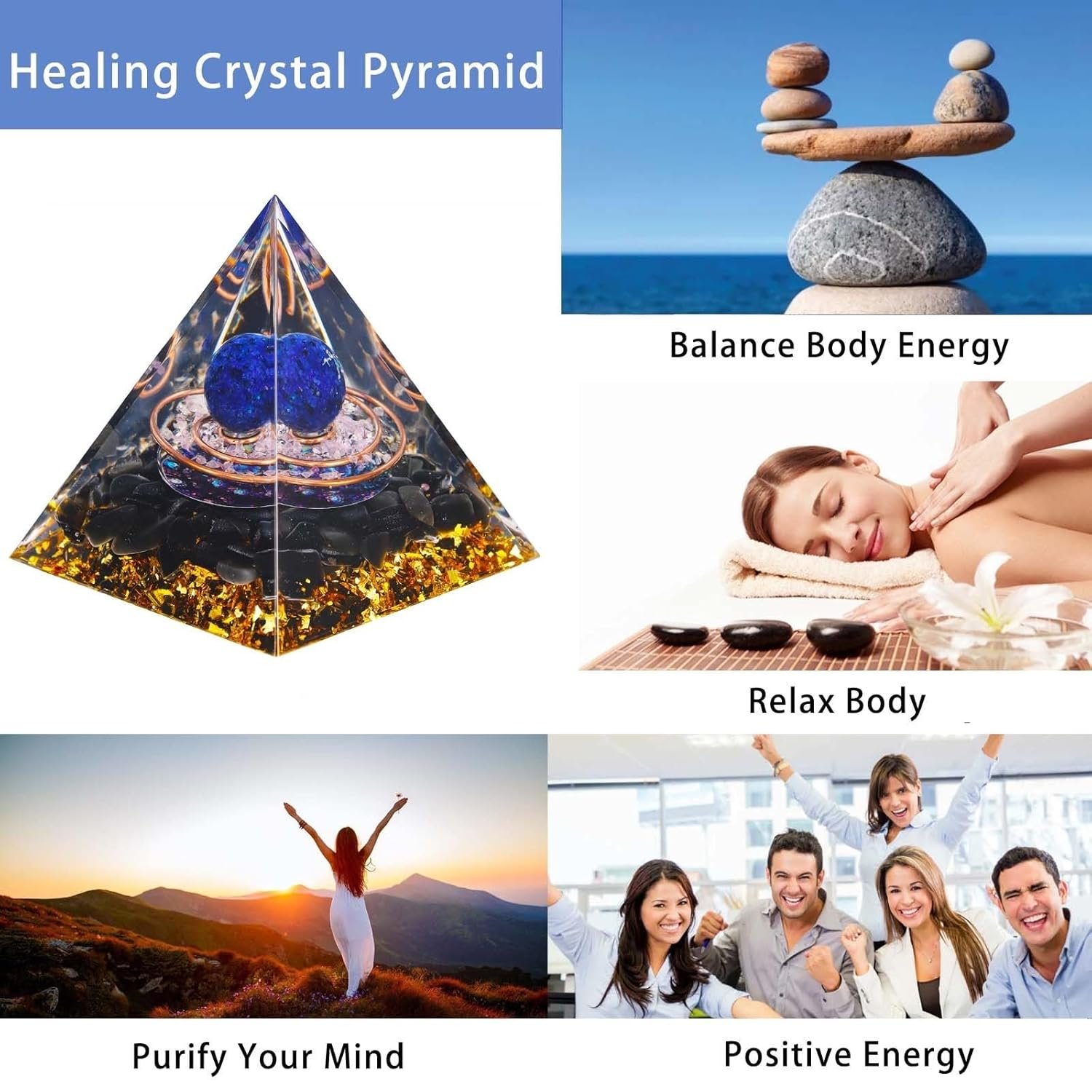 Crystal Pyramid Lapis Lazuli Obsidian Healing Crystal Pyramid Porstive Energy Generator Natural Crystals Energy Pyramid for Attract Wealth Success and Lucky - lunas-mystic-emporium.com Crystal Pyramid, Lapis Lazuli & Obsidian Healing Crystal Pyramid Porstive Energy Generator, Natural Crystals Energy Pyramid for Attract Wealth Success and Lucky