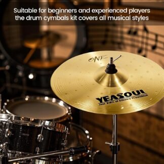 Cymbal Pack,Drum Cymbals Set 14"/14"/16"/18"/20" 5 Pieces Cymbals with Cymbal Bag for Drum Set (5 pcs Golden-Cymbal Pack)