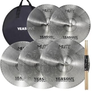 Cymbal Pack,Drum Cymbals Set 14"/14"/16"/18"/20" 5 Pieces Cymbals with Cymbal Bag for Drum Set (5 pcs Golden-Cymbal Pack)