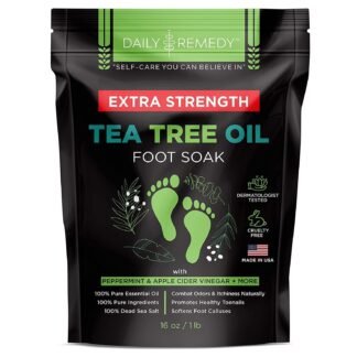 DAILY REMEDY EXTRA STRENGTH Tea Tree Oil Foot Soak w/ Epsom Salt Made in USA Toenails,Athlete's Foot,Itchy Feet,Stubborn Smelly Foot Odor,Pedicure Calluses & Soothes Sore Tired...