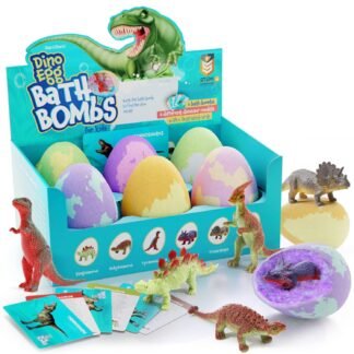 Dan&Darci Dino Egg Bath Bombs for Kids - Kid Baths Bomb with Surprise Inside - Dinosaur Toys Gift for Boys and Girls Ages 6 7 8 Years Old Gifts - Fun Educational Toy Fizzy -...