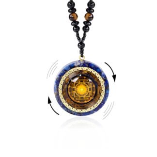 Day Day Up Orgonite Necklace - Sri Yantra Rotatable Pendant For Anti Stress Anxiety & Meditation - Malachite And Tiger Stone For Spiritual Healing & Positive Energy