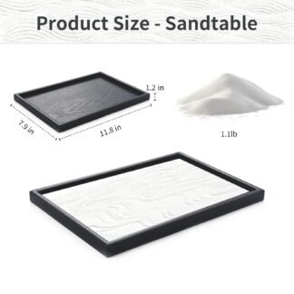 DEERSJUMP Mini Zen Garden Kit for Desk 11.8x7.8'' Japanese Sand Garden for Office and Home Decor with Sand Rock and Rake Tray Therapy Tool Gift Set for Room