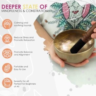 Dharma Guru Singing Bowl Set Handmade Bowl Pure 7 Metal Combinations Tibetan Meditation Bowls for Relaxation and Healing Bronze 4 Inches - lunas-mystic-emporium.com Dharma Guru Singing Bowl Set Handmade Bowl Pure 7 Metal Combinations Tibetan Meditation Bowls for Relaxation and Healing (Bronze, 4 Inches)