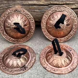 Dharma Objects 2 Pairs Brass Finger Cymbals Zills for Belly Dancing Lotus