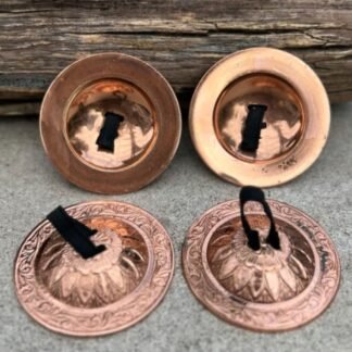 Dharma Objects 2 Pairs Brass Finger Cymbals Zills for Belly Dancing Lotus