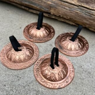 Dharma Objects 2 Pairs Brass Finger Cymbals Zills for Belly Dancing Lotus
