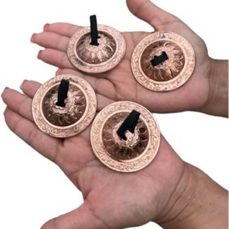 Dharma Objects 2 Pairs Brass Finger Cymbals Zills for Belly Dancing Lotus