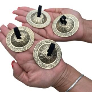 Dharma Objects 2 Pairs Brass Finger Cymbals Zills for Belly Dancing Lotus