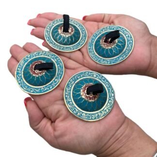 Dharma Objects 2 Pairs Brass Finger Cymbals Zills for Belly Dancing Lotus