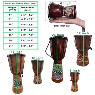 Djembe Drum Carved Bongo African inspired music also a unique gifting idea. Carver Abstract Elephant Giraffe Turtle. (8 Inch, Elephant)