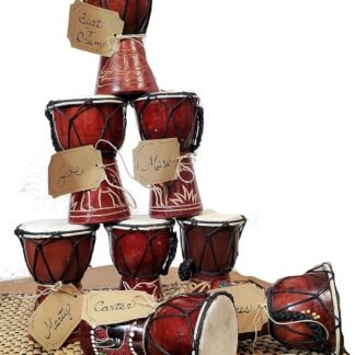 Djembe Drum Carved Bongo African inspired music also a unique gifting idea. Carver Abstract Elephant Giraffe Turtle. (8 Inch, Elephant)