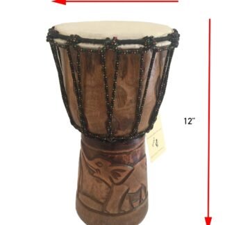 Djembe Drum Solid Wood Deep Carved Bongo Congo African Drum - 12" HIGH MED SIZE - Professional Quality - NOT MADE IN CHINA - JIVE BRAND (Elephant)