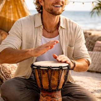 Djembe Drum Solid Wood Deep Carved Bongo Congo African Drum - 12" HIGH MED SIZE - Professional Quality - NOT MADE IN CHINA - JIVE BRAND (Elephant)