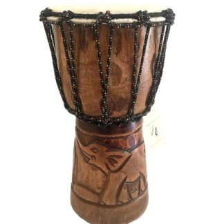Djembe Drum Solid Wood Deep Carved Bongo Congo African Drum - 12" HIGH MED SIZE - Professional Quality - NOT MADE IN CHINA - JIVE BRAND (Elephant)