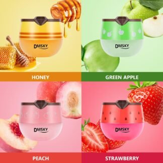 DMSKY 4PCS Bee Lip Balm Lip Mask Honey Pot, Honey & Strawberry & Peach & Apple Propolis Lip Mask Overnight Moisturizing Honey Balm with Stick for Dry Cracked Lips