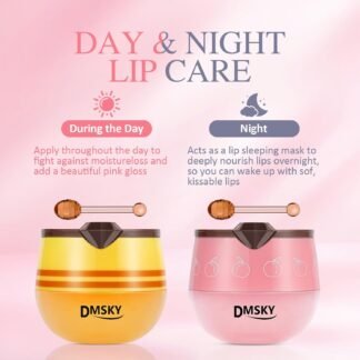 DMSKY 4PCS Bee Lip Balm Lip Mask Honey Pot, Honey & Strawberry & Peach & Apple Propolis Lip Mask Overnight Moisturizing Honey Balm with Stick for Dry Cracked Lips