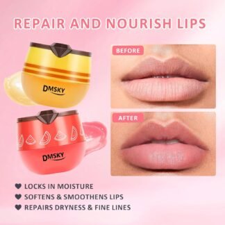 DMSKY 6 PCS Bee Lip Balm Honey Pot, Propolis Lip Mask Overnight Moisturizing Lip Balm with Stick, Lip Sleeping Mask Hydrating Prevention Dry & Cracked