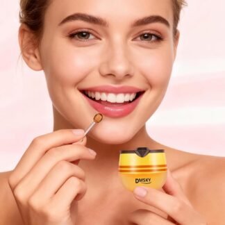 DMSKY 6 PCS Bee Lip Balm Honey Pot, Propolis Lip Mask Overnight Moisturizing Lip Balm with Stick, Lip Sleeping Mask Hydrating Prevention Dry & Cracked