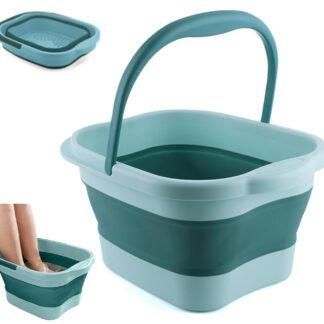 DoroSun Collapsible Foot Bath Soak Tub with Handle, Plastic Foldable Feet Spa Soaking Basin Bucket with Massager Acupoint for Washing, Pedicure Foot Care Bathtub Bowl Tools for...