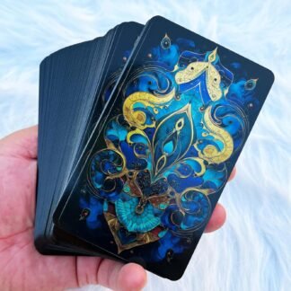 DPEHAKMK Azure Arcana Tarot Deck, 78 Tarot Cards with General Guidebook, Artistic Blue and Gold Fantasy Tarot Card for Beginners, Reading Witchcraft Divination Tool