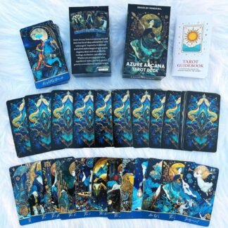 DPEHAKMK Azure Arcana Tarot Deck, 78 Tarot Cards with General Guidebook, Artistic Blue and Gold Fantasy Tarot Card for Beginners, Reading Witchcraft Divination Tool