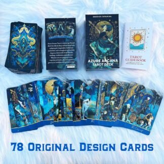 DPEHAKMK Azure Arcana Tarot Deck, 78 Tarot Cards with General Guidebook, Artistic Blue and Gold Fantasy Tarot Card for Beginners, Reading Witchcraft Divination Tool