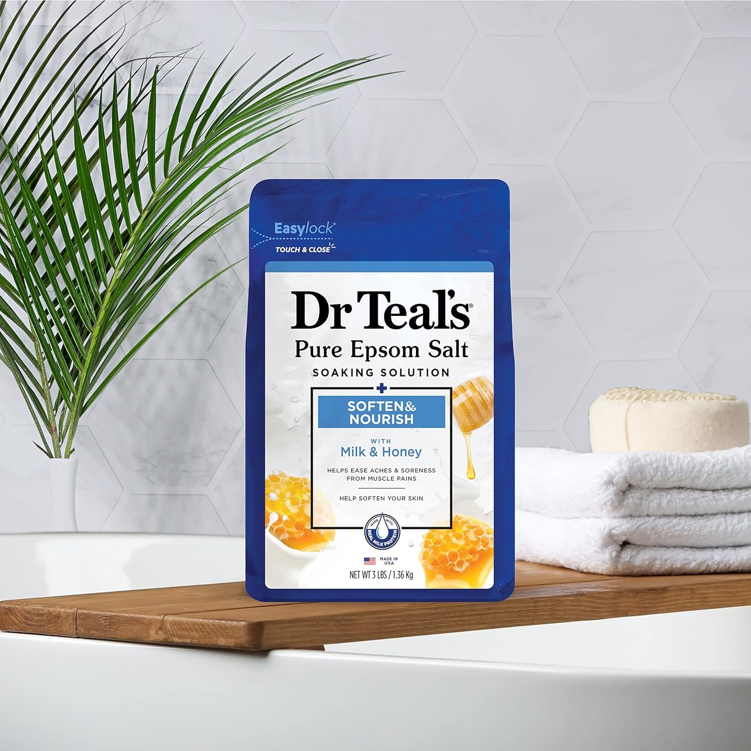 Dr Teals Epsom Salt Soaking Solution Soften Nourish with Milk and Honey 48 Oz - lunas-mystic-emporium.com Dr. Teal's Epsom Salt Soaking Solution, Soften & Nourish with Milk and Honey, 48 Oz