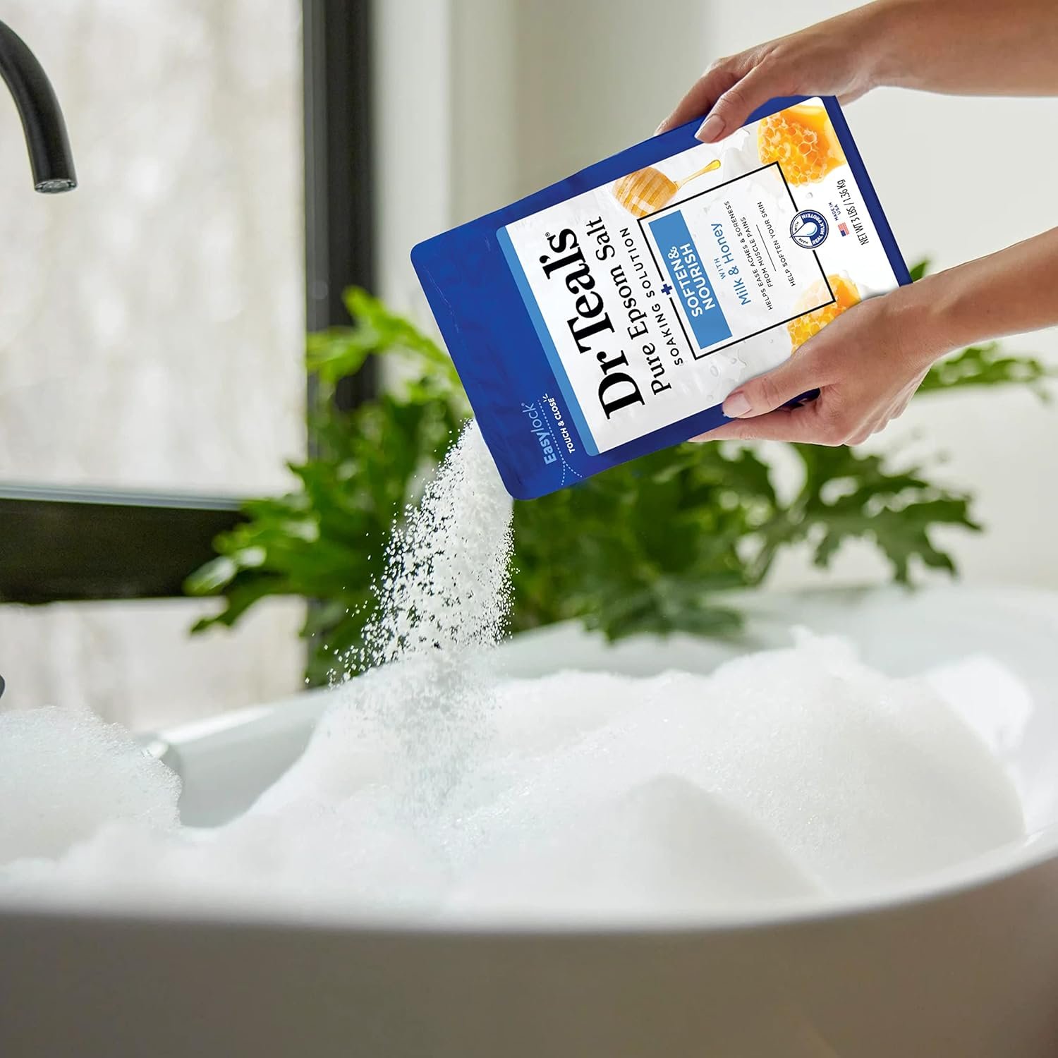 Dr Teals Epsom Salt Soaking Solution Soften Nourish with Milk and Honey 48 Oz - lunas-mystic-emporium.com Dr. Teal's Epsom Salt Soaking Solution, Soften & Nourish with Milk and Honey, 48 Oz