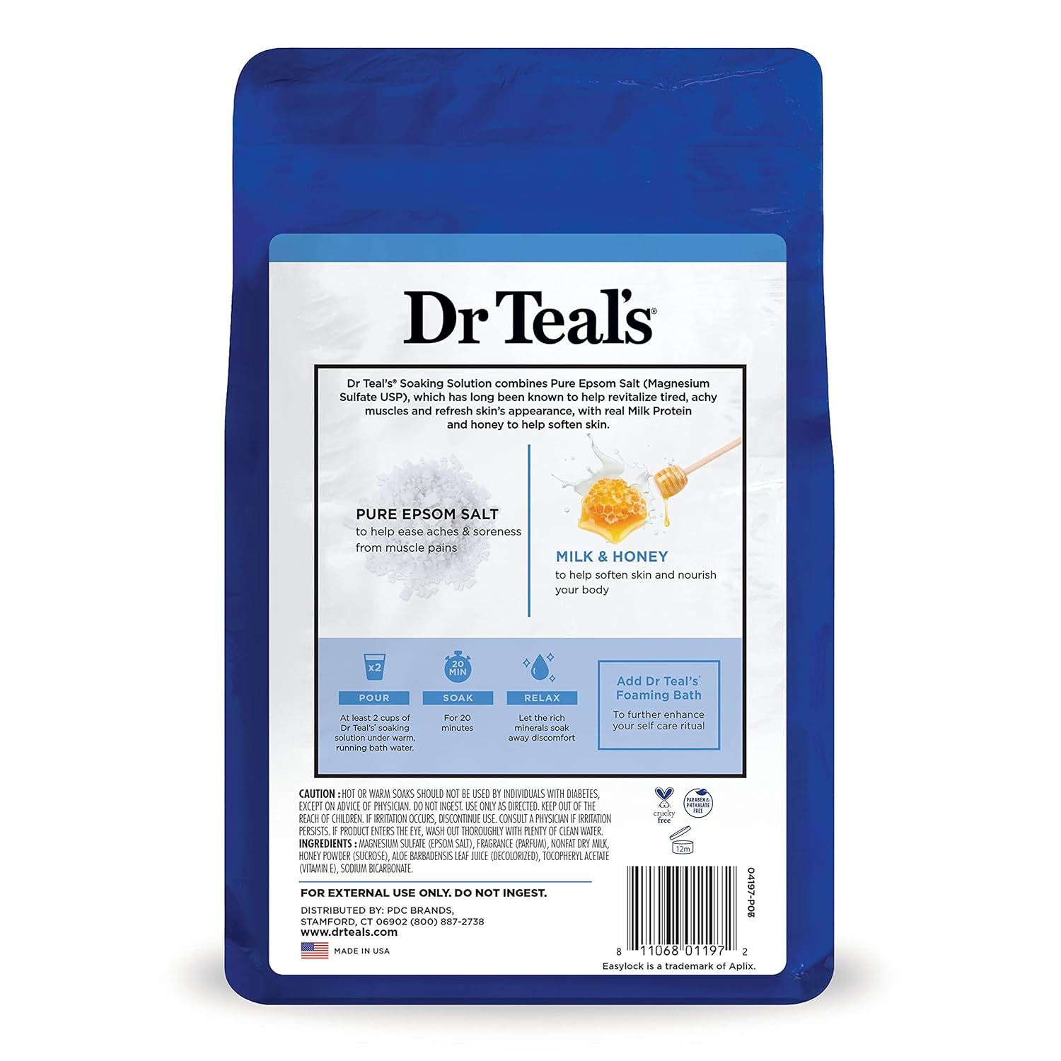 Dr Teals Epsom Salt Soaking Solution Soften Nourish with Milk and Honey 48 Oz - lunas-mystic-emporium.com Dr. Teal's Epsom Salt Soaking Solution, Soften & Nourish with Milk and Honey, 48 Oz