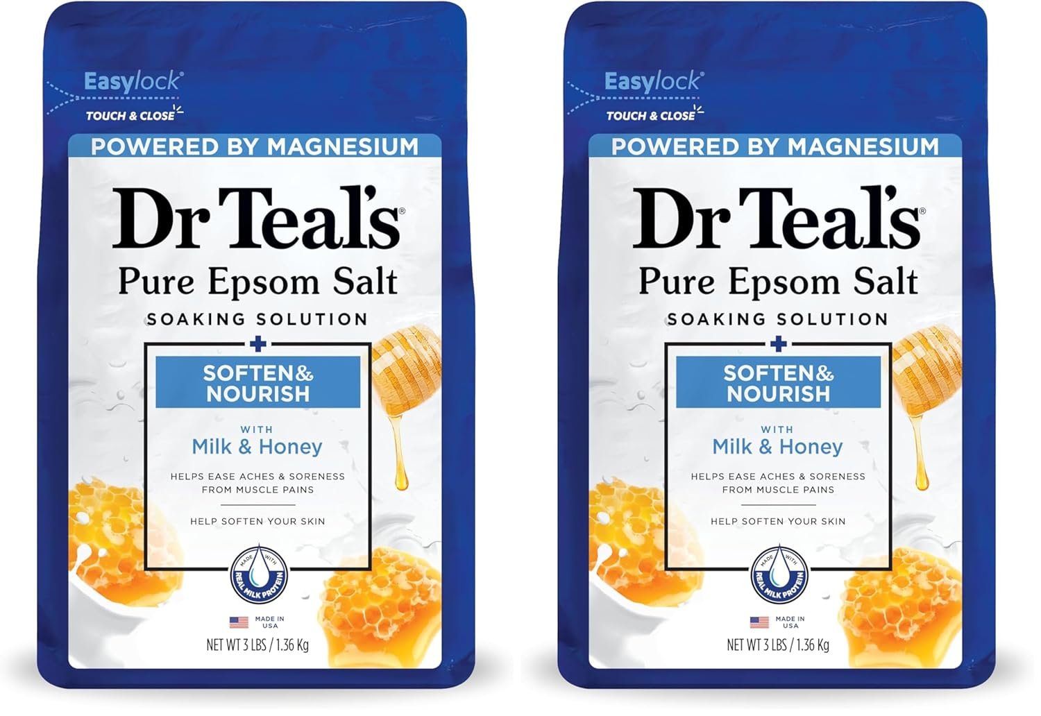 Dr Teals Epsom Salt Soaking Solution Soften Nourish with Milk and Honey 48 Oz - lunas-mystic-emporium.com Dr. Teal's Epsom Salt Soaking Solution, Soften & Nourish with Milk and Honey, 48 Oz