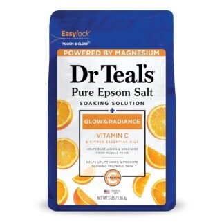 Dr Teal's Pure Epsom Magnesium Salt Soak, Glow & Radiance with Vitamin C & Citrus Essential Oils, 3 lbs