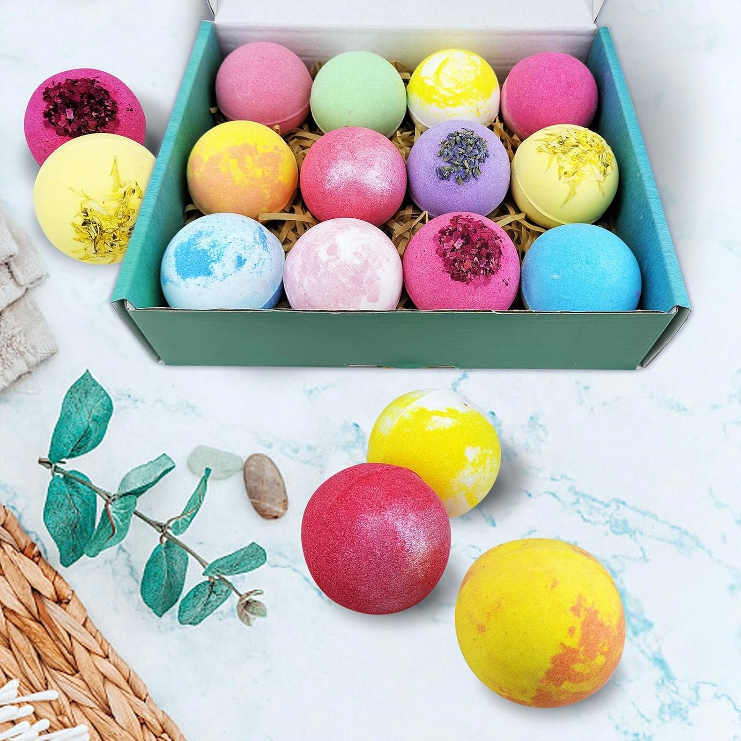 Dry Skin Moisturizer Bath Bombs Gift Set 12 with Relaxing Scents Made from Essential Oils for Bubble and Spa Bath Handmade Christmas Gifts for HerHim Wife Girlfriend - lunas-mystic-emporium.com Dry Skin Moisturizer Bath Bombs Gift Set 12, with Relaxing Scents Made from Essential Oils for Bubble and Spa Bath, Handmade Christmas Gifts for Her/Him, Wife, Girlfriend