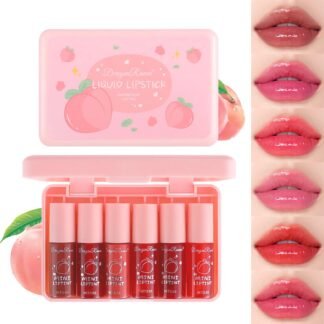 Eakroo 6 Colors Peach Lip Stain Set, Korean Lip Gloss Mini Liquid Lip Tint, Lipstick for Women, Liquid Blush, Lip Plumper, Lip Stain Long Lasting Waterproof, High Pigment, Vivid...