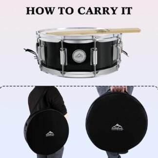 EASTROCK Snare Drum 14X5.5 Inches for Student Beginners with Gig Bag, Drumsticks, Drum Keys, Coated Material Drum Head, Black