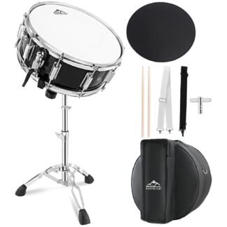 EASTROCK Snare Drum 14X5.5 Inches for Student Beginners with Gig Bag, Drumsticks, Drum Keys, Coated Material Drum Head, Black