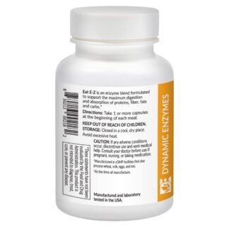 Eat E-Z Digestive Enzymes – Broad-Spectrum Enzyme Blend for Proteins, Carbohydrates, Fats, Dairy & Fiber – Supports Digestive Comfort & Occasional Bloating – 30 Capsules