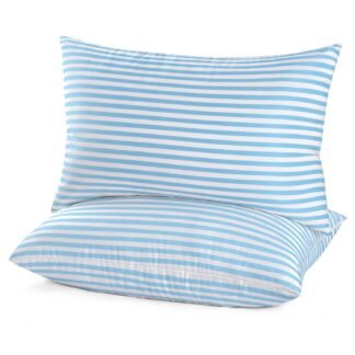 EIUE 2 Pack 20x30 Inch Bed Pillows, Soft Supportive Low Profile Pillows for Sleeping, Queen,White