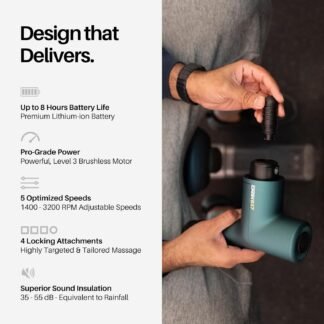 Ekrin Athletics B37v2 Massage Gun - Deep Tissue Massage with High-Powered Brushless Motor - Ergonomic Back Massager for Pain Relief - 5 Speeds, 4 Attachments - Ultra Quiet...