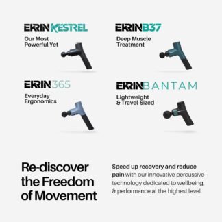 Ekrin Athletics B37v2 Massage Gun - Deep Tissue Massage with High-Powered Brushless Motor - Ergonomic Back Massager for Pain Relief - 5 Speeds, 4 Attachments - Ultra Quiet...