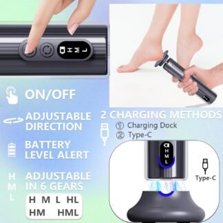 Electric Foot Callus Remover with Nano-Glass Head&Rechargeable Base,6 Speeds Cordless Electric Foot File with Digital Display,Callus Remover for Feet Dead Skin Home Spa Salon...