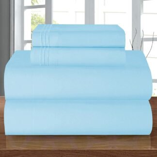 Elegant Comfort Luxury 1500 Premium Hotel Quality Microfiber 4-Piece Sheet Set - Wrinkle Resistant, All Around Elastic Fitted Sheet, Deep Pocket up to 16", Queen, Aqua