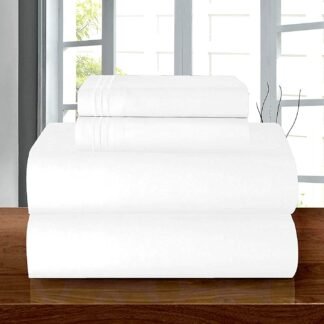 Elegant Comfort Luxury Soft 1500 Premium Hotel Quality Wrinkle Resistant Coziest Bedding Set, All Around Elastic Fitted Sheet, Deep Pocket up to 16inch, Queen, White