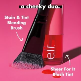 e.l.f. Sheer For It Blush Tint, Multi-Use, Long-Lasting Lip & Cheek Makeup, Creates A Natural Flush Finish, Vegan & Cruelty-Free, Left On Red